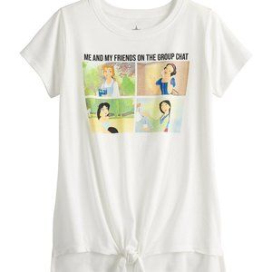 Disney Princess  "Spill The Tea" Tie in Front Short Sleeve Graphic Tee (M)  NWT